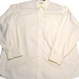 Brooks Brothers Mens Non Iron Button Down Long Sleeve Shirt Cream 16 1/2 34